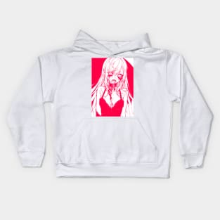 Ghoul Girl Anime Pink Ink Kids Hoodie